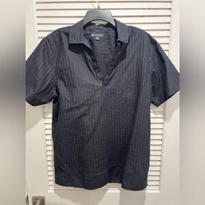 Men’s Medium INC Black Pinstripe Half Button Shirt